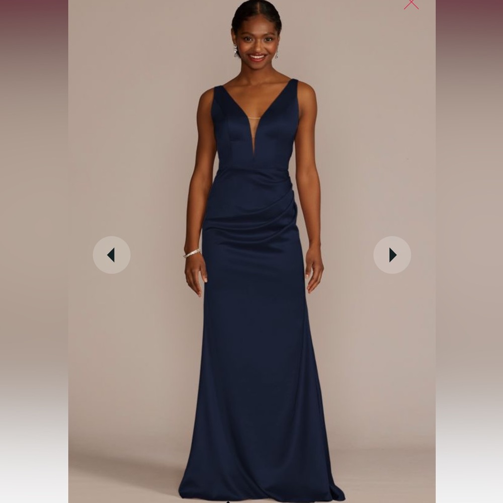 Navy blue satin formal dress